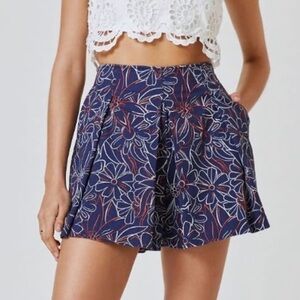 Maeve x Anthropologie Navy Floral Pleated Cotton Tennis Skort Size 2